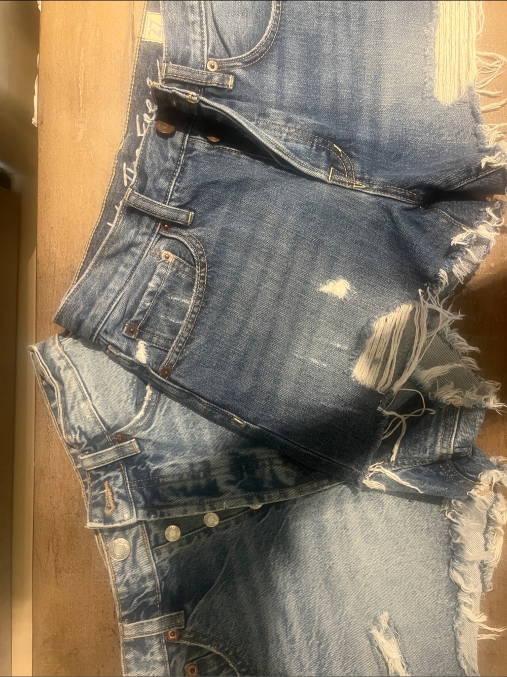 We The Free Distressed Blue Denim shorts and Zara distressed denim shorts bundle